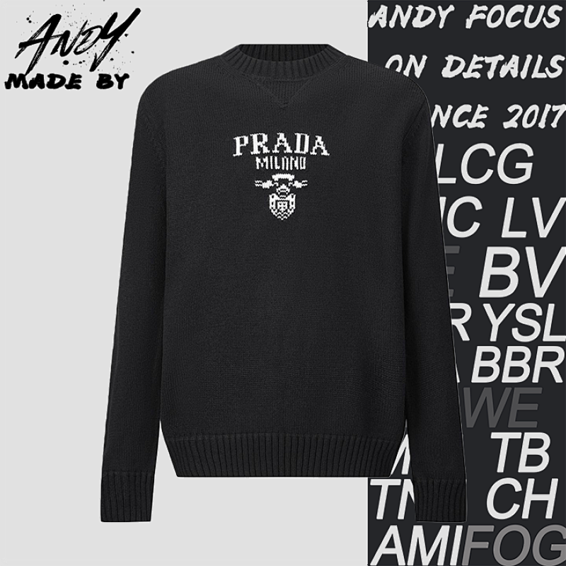 Prada Jacquard Logo Knit Pullover