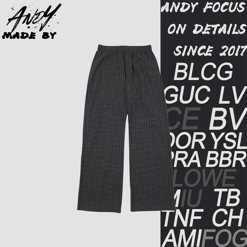 Wide-leg Long Pants With Small Checkered Ring Pattern