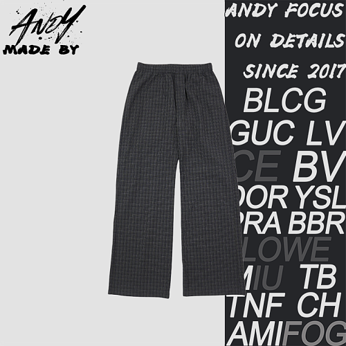 Wide-leg Long Pants With Small Checkered Ring Pattern