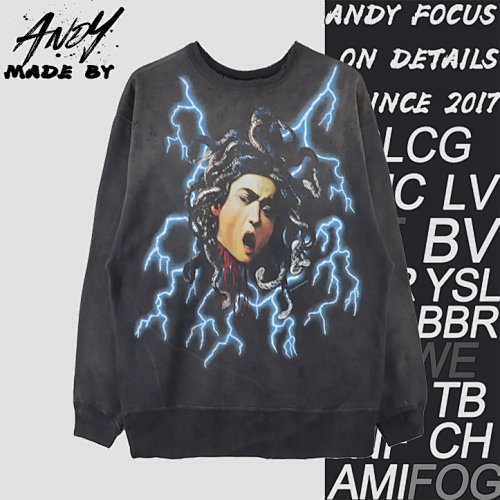 S M Medusa Hydra Print Crew Neck Sweatshirt