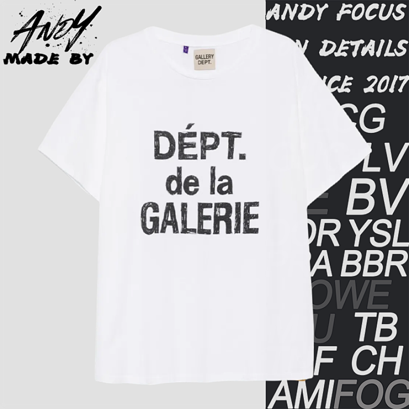 G D Chest French Lettering Print Short Sleeves