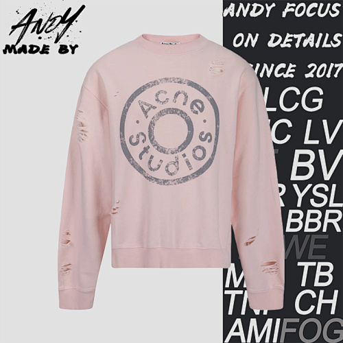 Distressed Crew Neck Sweatshirt With Rings And Holes