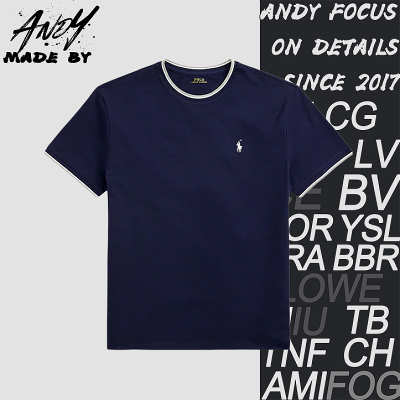 Piqué Round Neck Color-blocked Short-sleeved Shirt