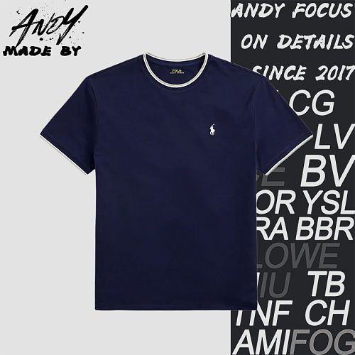 Piqué Round Neck Color-blocked Short-sleeved Shirt