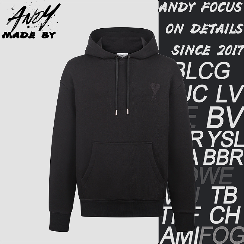 Ami Cotton Hooded Sweatshirt With Heart Embroidered Logo
