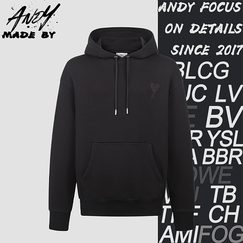 Ami Cotton Hooded Sweatshirt With Heart Embroidered Logo