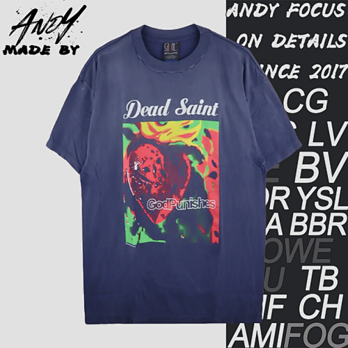 S M God's Punishment Distressed Ripped Printed Short-sleeved Shirt