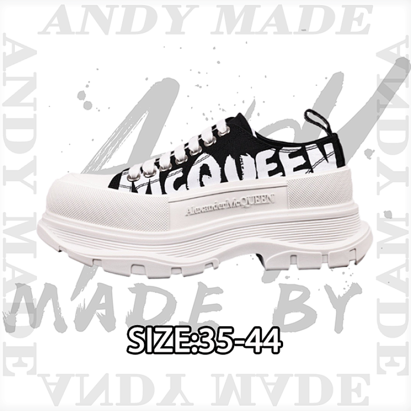Alexander Lace-Up Leather Height-Increasing Black Graffiti Print