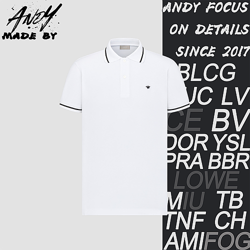 Polo Shirt With Embroidered Bee Design - White