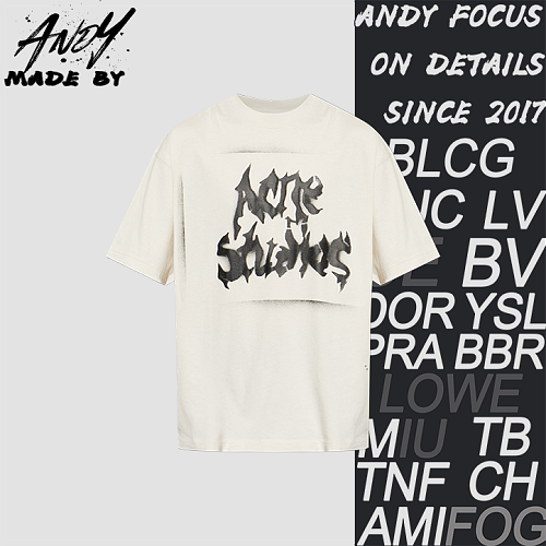 Spray Paint Letter Crew Neck Short Sleeve