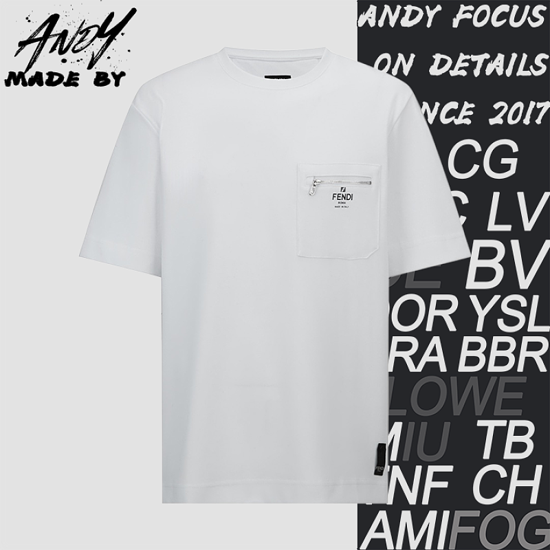 Fendi Zippered Pocket With Printed Logo Short-Sleeve T-Shirt