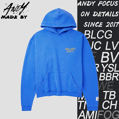 G D Blue English Letter Print Hooded Sweatshirt