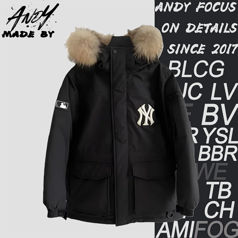 Goose Down Workwear Down Jacket With Fur Collar