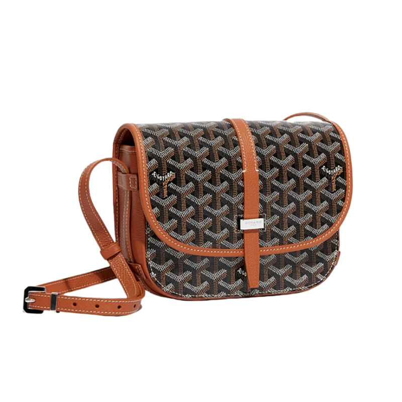 Goyard Full Print Old Flower Flap Messenger Bag Brown