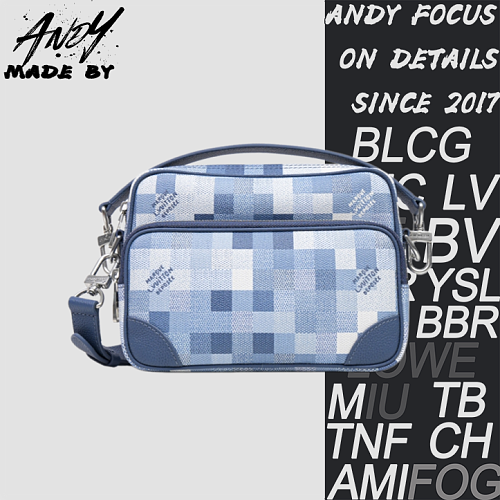 Coated Canvas Shoulder Crossbody Handbag Women's Indigo Blue