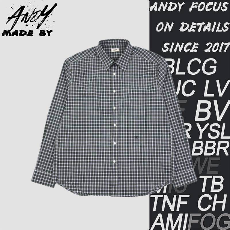CL Arc De Triomphe Green Checkered Long-Sleeve Shirt With Small Logo