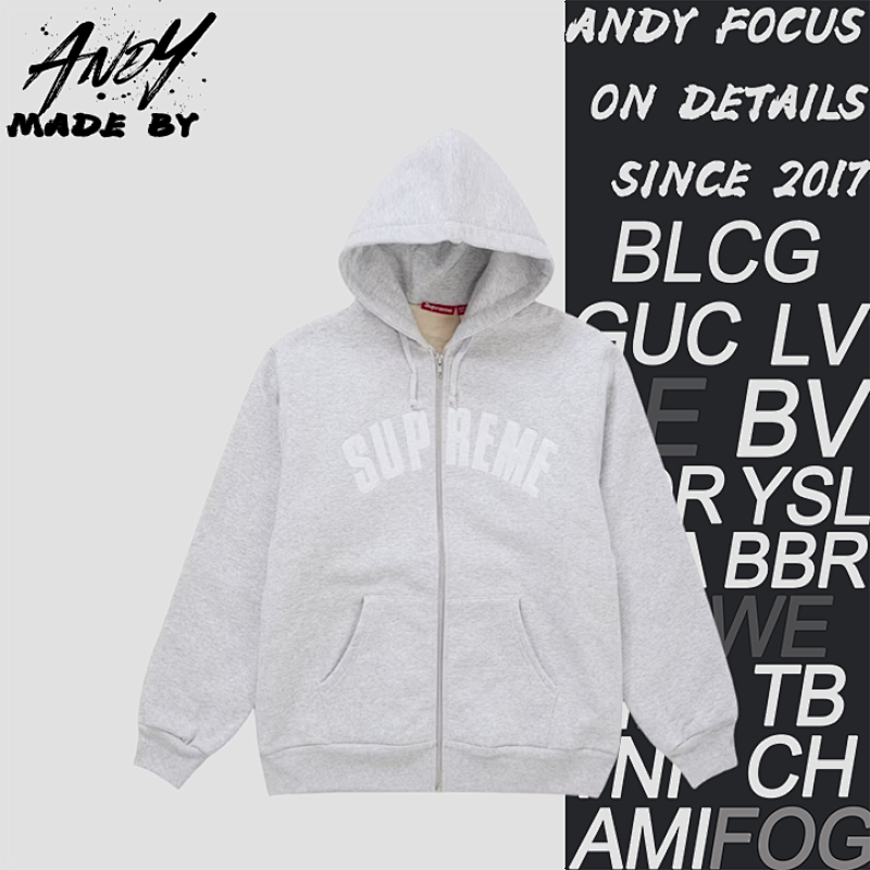 25 Styles Of Appliqué Embroidered Letter Hooded Jacket - Grey