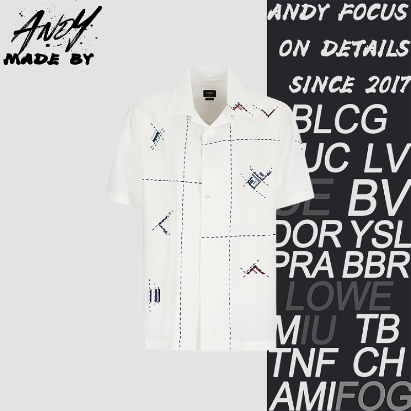 FF Dashed Line Embroidered Short-sleeve Shirt
