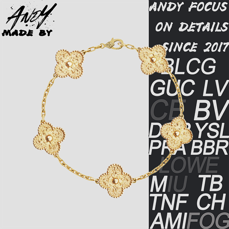 Five Flower Bracelet Hot Stamped Edition In Gold