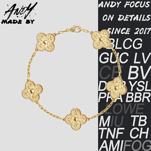 Five Flower Bracelet Hot Stamped Edition In Gold