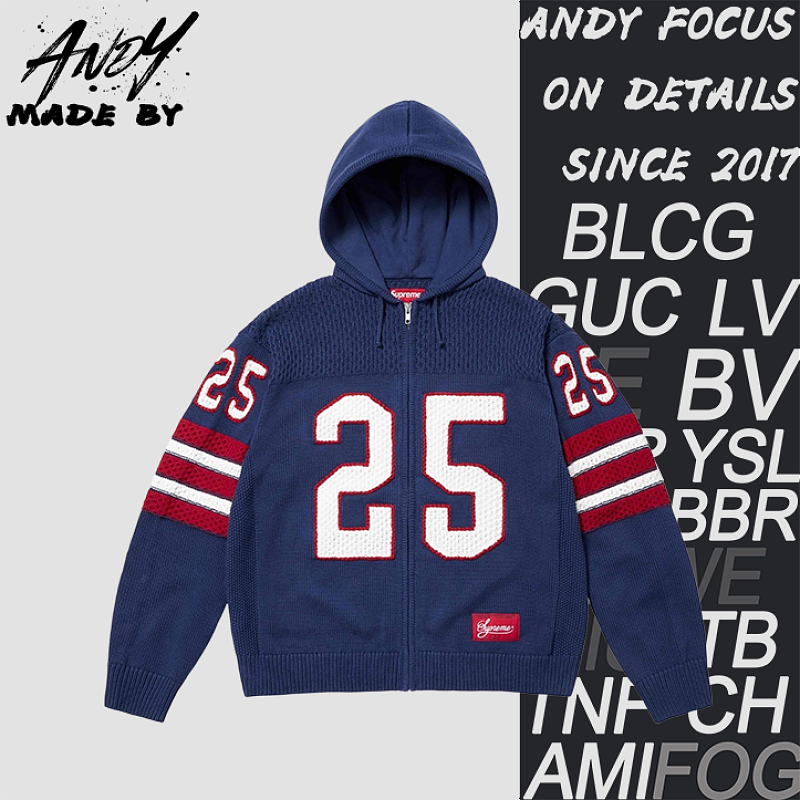Supreme Hand-embroidered Hooded Zip-up Knit Sweater