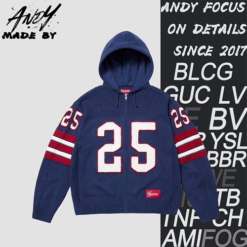 Supreme Hand-embroidered Hooded Zip-up Knit Sweater