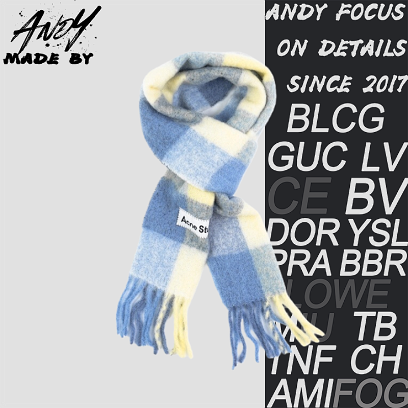 Acne Studios Checkered Logo Alpaca Wool Scarf