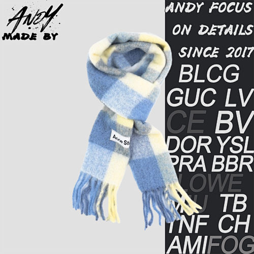 Acne Studios Checkered Logo Alpaca Wool Scarf