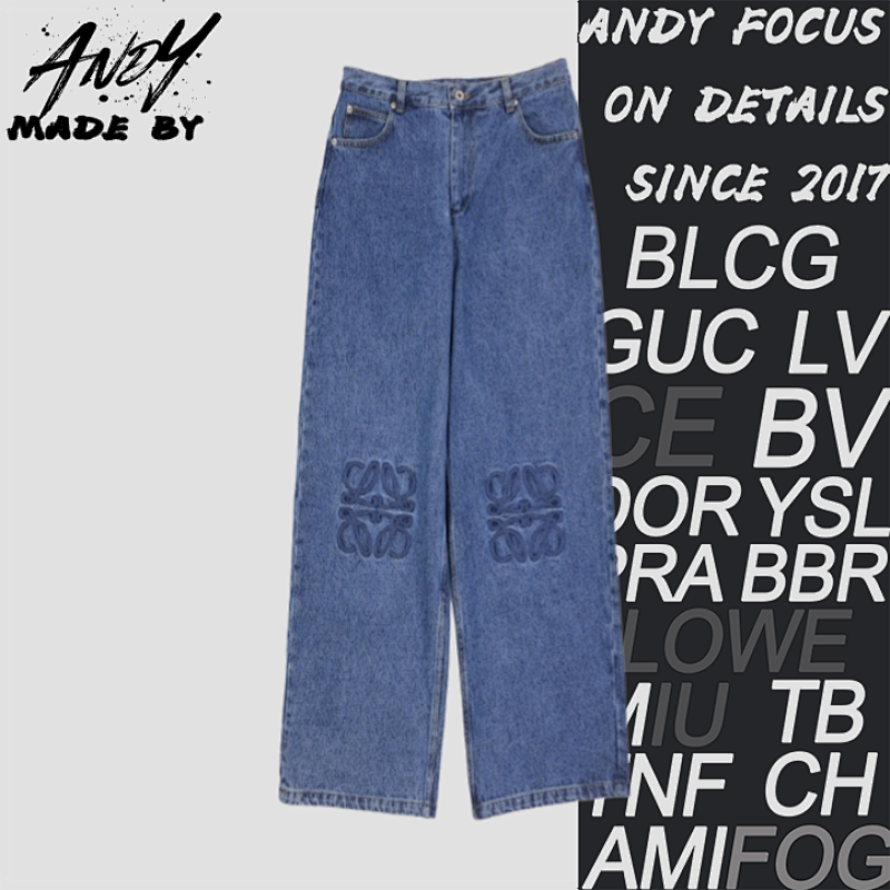 Loewe Knee Floral Denim Trousers