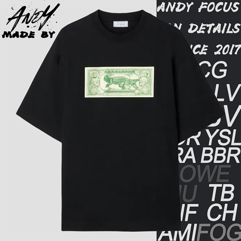 O FF Crocodile And Gold Print Short Sleeves