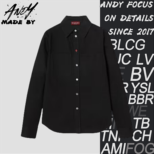 Gucci G Ucci Letter Rhinestone Long Sleeved Shirt