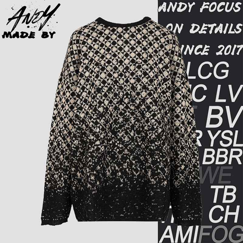 MM6 Snowflake Pixel Plaid Crew Neck Sweater