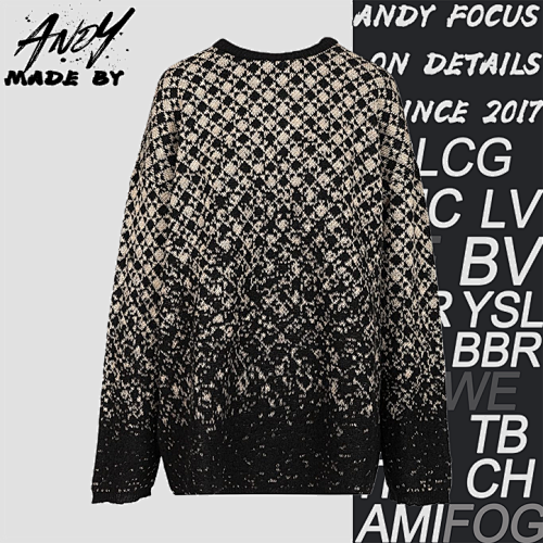 MM6 Snowflake Pixel Plaid Crew Neck Sweater