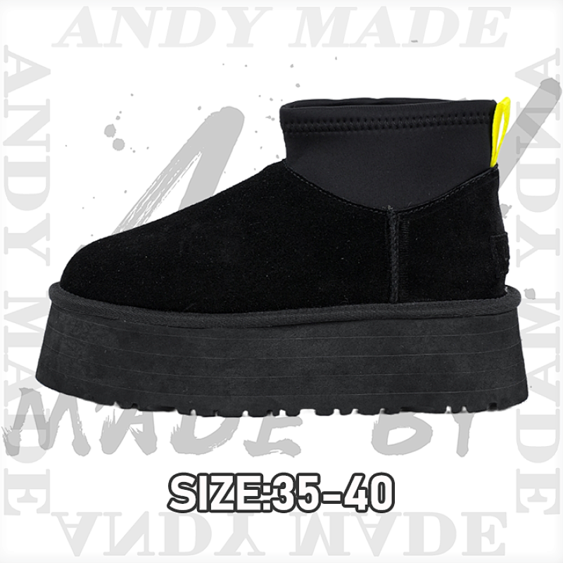 5cm Thick-soled Pencil Boots Short-sleeved Black