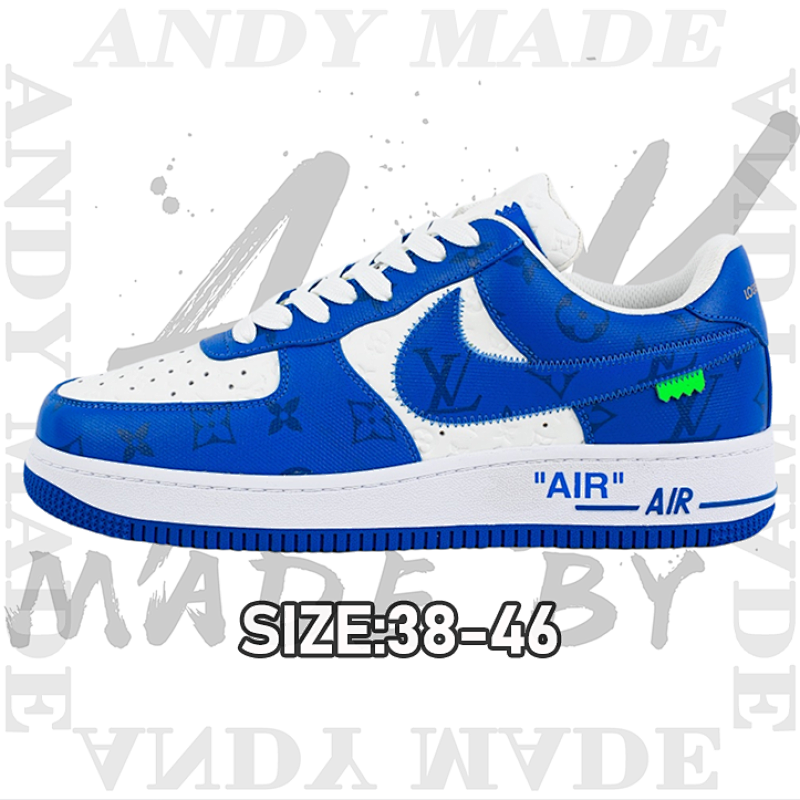 L V X Nike Air Force1Low Air Force Heavy Joint Brand White And Blue