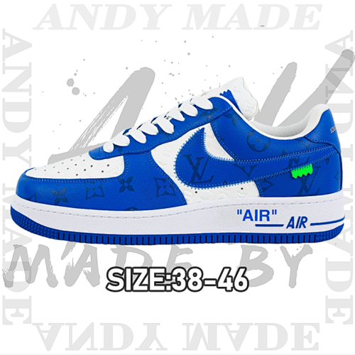 L V X Nike Air Force1Low Air Force Heavy Joint Brand White And Blue