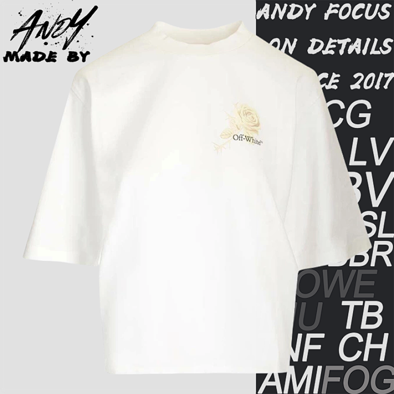 O FF Rose Floral Arrow Print Short Sleeves