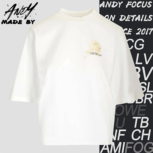 O FF Rose Floral Arrow Print Short Sleeves