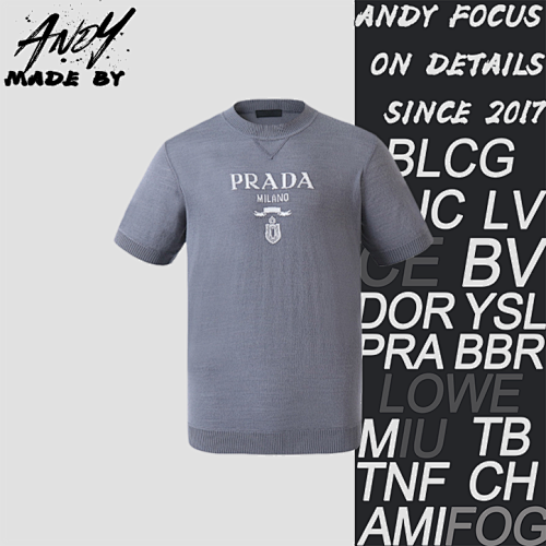 Classic Logo Jacquard Wool Crew Neck Short-Sleeve T-Shirt