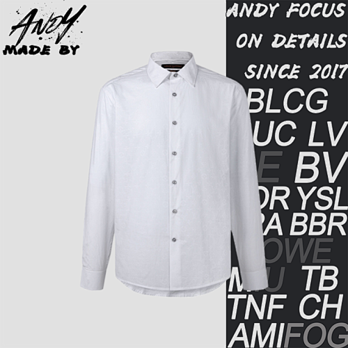 L V Lapel Single-breasted Jacquard Long-sleeved Shirt