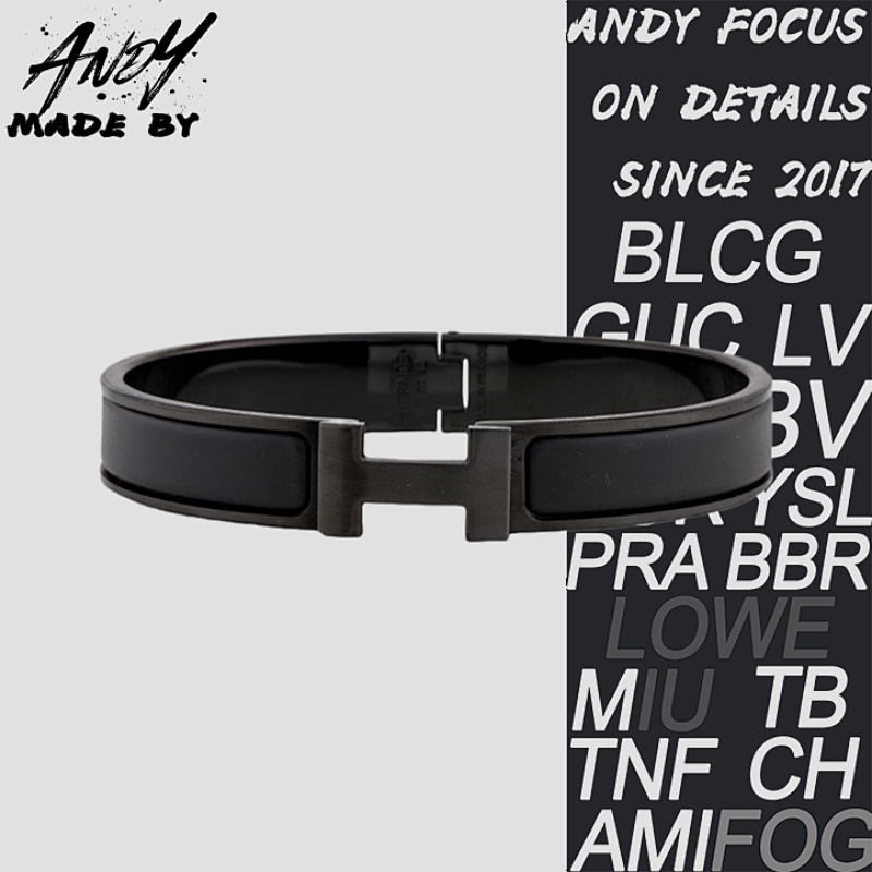 H Letter Enamel Bracelet Black