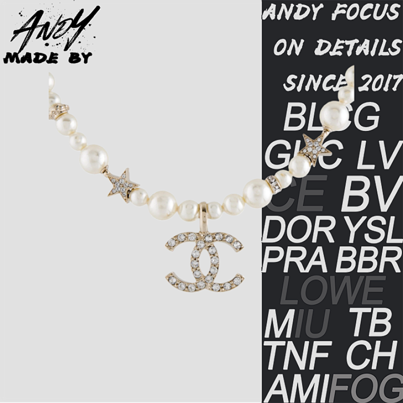Chanel Five-pointed Star Double Choker Full Diamond Pearl Necklace