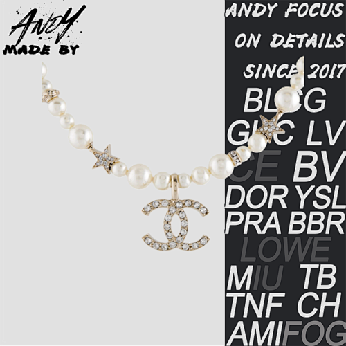 Chanel Five-pointed Star Double Choker Full Diamond Pearl Necklace
