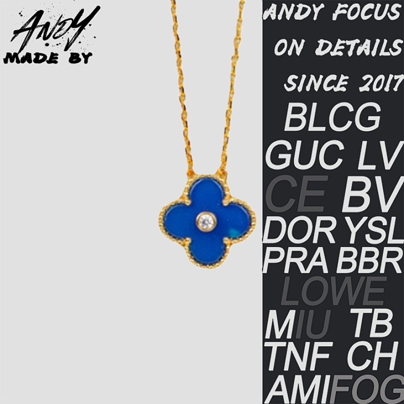 Vca Classic Single Flower Clover Diamond Set Necklace In Gold