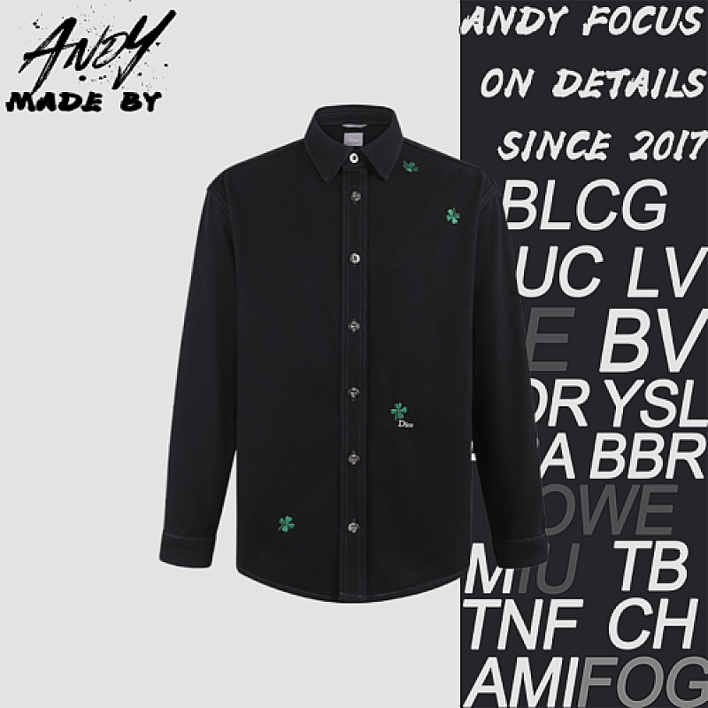 Cotton Four-leaf Clover Embroidered Logo Shirt Jacket