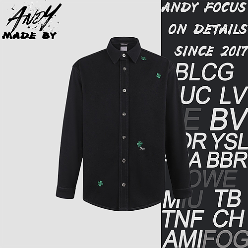 Cotton Four-leaf Clover Embroidered Logo Shirt Jacket