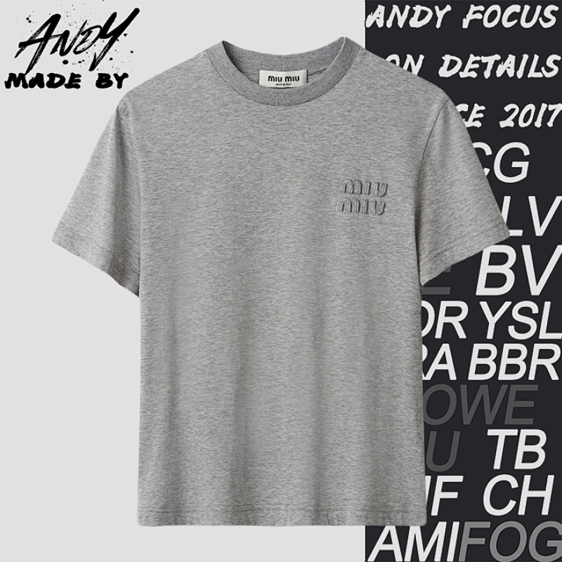 Miu Grey Logo Short Sleeve