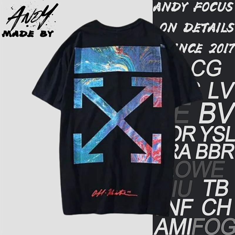 O FF Colorful Dye Arrow Print Short Sleeves