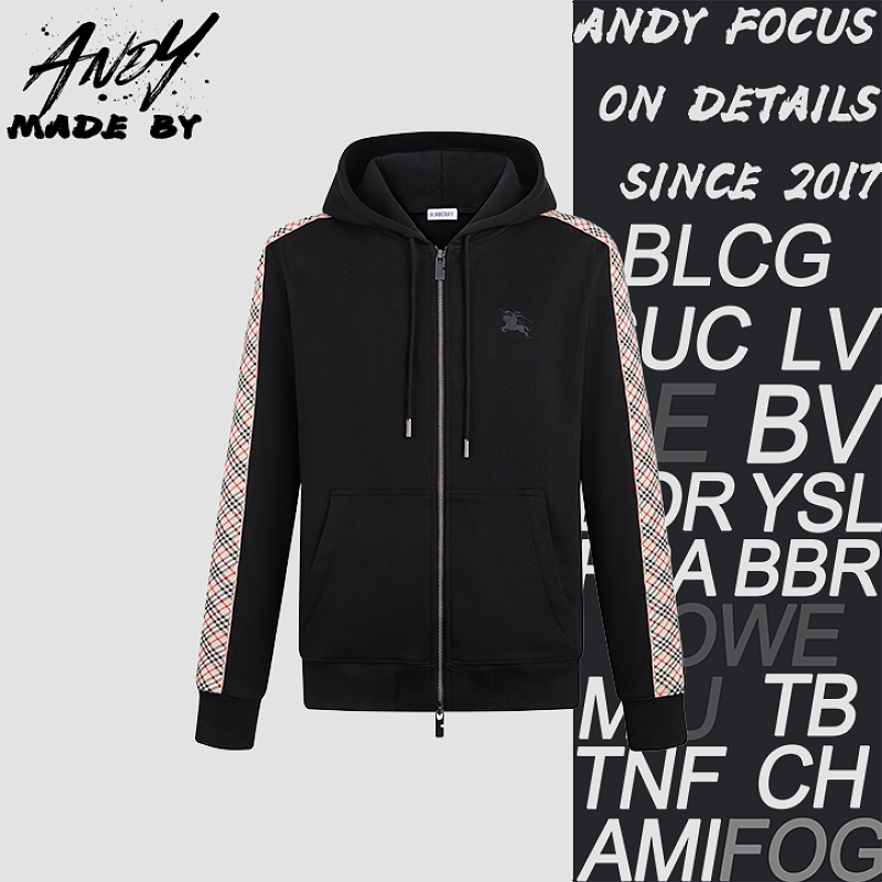 Embroidered Check-pattern Cotton Hoodie