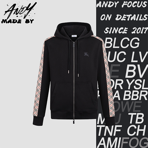 Embroidered Check-pattern Cotton Hoodie